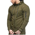 Miniatyrbillede 3 af 5: Herre Hættetrøje Lynlås Hættetrøje Vinter Sport Jogging Trøjer Toppe Army Green XL