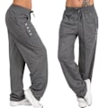 Miniatyrbillede 1 af 2: Dame Ensfarvede Elastiske Talje Snøre Vide Ben Bukser Fuld Længde Afslappede Løse Lange Bukser Sports Jogging Sweatpants Dark Grey M