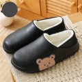 Miniatyrbillede 1 af 5: Dame Hjemmesko Nye Vinter Hjemmesko Pige Varm Indendørs Soveværelse Slides Tegneserie Bjørn Bomuldssko Vandtætte Skridsikre Hjemmesko C-black 37-38(fit size36-37)