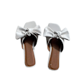Miniatyrbilde 3 av 4: Dame Firkantet Tå Sløyfe Sandaler Slippers Slides Sko White 41