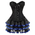 Pikkukuva 1 / 5: Seksikkäät korsettimekot naisille, plus-koko, ylitoppa burleski-korsetti ja minihame-setti, tutu-korsetti Blue XL