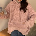 Miniatyrbillede 5 af 5: Langærmet hættejakke til kvinder, koreansk version med sødt bjørneformet design, velegnet til sammenkomster med venner Apricot M