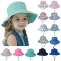 Miniatyrbilde 1 av 5: Sommer Solhatt for Babyer 0-8 År Jenter Gutter Utendørs UV-beskyttelse Strandhatt Badehatter Bredbremmet Bøttehatt for Barn White Large