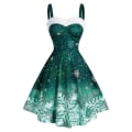 Miniatyrbillede 4 af 5: Dame Vintage Julekjoler Ombre Farve Snefnug Print Off Shoulder Festkjole 3XL