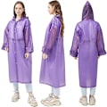 Miniatyrbillede 4 af 5: Genanvendelig regnfrakke til voksne, unisex nødregnfrakke, regnfrakke med hætte og snøre purple M