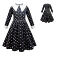 Miniatyrbillede 3 af 4: Piger Onsdag Addams Cosplay Onsdag Dansekjole Kostume 160 cm