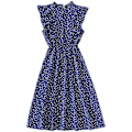 Miniatyrbillede 1 af 5: Dame Polkaprikket Kjole Plus Size Print Lang Kjole Til Strandbrug Blue And White Heart M