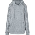 Miniatyrbillede 1 af 5: Dame Hættetrøjer Blonde Patchwork Langærmet Hættetrøje Casual Mode Tunika Pullover Stilfuld Elegant Sweatshirt Snøre Jumper Toppe Med Lommer Light Grey M
