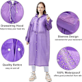 Miniatyrbillede 2 af 5: Genanvendelig regnfrakke til voksne, unisex nødregnfrakke, regnfrakke med hætte og snøre purple XL