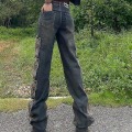 Miniatyrbilde 4 av 5: Dame Cut Out Denim Bukser Sommerfugl Broderi Jeans M