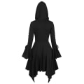 Miniatyrbild 2 av 5: Gothic Cape-kappa för damer med huva, oregelbunden jacka med lång ärm Black M