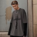 Miniatyrbild 2 av 5: Gotisk tröja för män och kvinnor Emo Grunge Alt Vintage Långärmad Topp T-shirt Dark Academia Harajuku Kors Tröja Kläder black 2XL