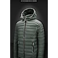 Miniatyrbillede 2 af 4: Herre Puffer Jakke Pakkbar Puffer Jakke Vandafvisende Hætte Isoleret Letvægts Udendørs Dunjakke Army green 3XL