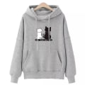 Miniatyrbillede 1 af 2: Dame Fleeceforet Hættetrøje med Katteprint, Afslappet Løs Varm Vinter Hættetrøje med Snøre, Pullover Toppe Grey M