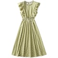 Miniatyrbillede 1 af 5: Dame Polkaprikket Kjole Plus Size Print Lang Kjole Til Strandbrug Green And White Dots S