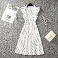 Miniatyrbillede 2 af 5: Dame Polkaprikket Kjole Plus Size Print Lang Kjole Til Strandbrug Black And White Dots L