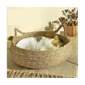 Miniatyrbilde 3 av 3: Koselig Hundeseng Sommer Klorebrett Rattan Vaskbare Forsyninger Vevd Avtakbar Pute 40cm