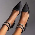 Miniatyrbilde 3 av 5: Glitter Krystall Sandaler Dame Sommer Spiss Tå Rosa Festsko Black Patent Leather 42