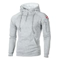 Miniatyrbilde 1 av 3: Herre Tykk Hettegenser Hettegenser Pullover Genser Vinter Varm Genser Topper Light Gray M