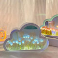 Miniatyrbilde 1 av 5: DIY Tulip Nattlampe, Sky Tulip Speil Nattlampe, Simuleringsblomst Bordlampe Blue