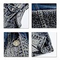 Miniatyrbild 4 av 4: Klassisk denimväst för män, riven, gyllene knappar, ärmlös väst Dark Blue XL