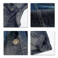 Miniatyrbillede 4 af 4: Herre Klassisk Denim Vest Flået Gylden Knap Ærmeløs Vest Dark Blue XS