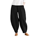 Pikkukuva 1 / 3: Naisten puuvilla-pellavatyyliset haremhousut, löysät Ali Baba -housut, pitkät, plus-koko Black 4XL