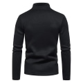 Miniatyrbilde 2 av 3: Herre Ensfarget Halv Glidelås Høy Hals T-skjorte Genser Langermet Casual Pullover Topper Black L