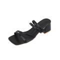 Miniatyrbilde 1 av 5: Sommersandaler for kvinner, firkantet tå, slip-on strandsandaler for dame, for fest, jobb og ferie Black 39