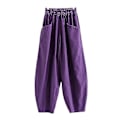 Miniatyrbillede 1 af 2: Dame Elastisk Talje Harem Løse Bukser Ensfarvede Poset Aladdin Bukser Purple 2XL