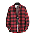 Miniatyrbilde 1 av 2: Herre Klassisk Rutete Langermet Knapper Ned Skjorte Lapel T-skjorter Topper Black And Red M
