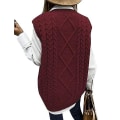 Miniatyrbilde 3 av 4: Dame Genser Vest Dame Oversized V-hals Ermeløse Gensere dark red L