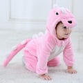 Miniatyrbild 3 av 5: Reedca Dinosauriekostym för småbarn, söt onesie med huva, djurkostym Halloween A-Pink 18-24 Months