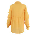 Miniatyrbilde 2 av 5: Dame V-hals T-skjorte Langermet Bluse med Knapper Yellow XL
