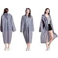 Miniatyrbillede 3 af 4: Genanvendelig regnfrakke til voksne, unisex nødregnfrakke, regnfrakke med hætte og snøre grey XL