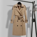 Miniatyrbild 2 av 5: Klassisk trenchcoat för damer, mellanlång, mode, vindtät jacka för höst, vår och vardagsbruk Khaki 4XL