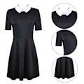 Miniatyrbild 4 av 4: Addams Family Flickans Wednesday Addams Cosplay-dräkt.t M