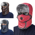 Miniatyrbillede 4 af 5: Termisk Vinter Trapper Hat Efterår Vinter Cykling Vindtæt Varm Udendørs Hue Ny Navy Blue Mask