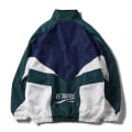 Miniatyrbild 4 av 5: College-stil Varsity Jacka Herr Vår Bokstav Broderi Bomberjacka Casual Street Lös Patchwork Dragkedja Kappa Dam Par Blue L 52 to 57kg