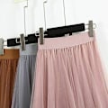 Miniatyrbilde 2 av 5: Dame Tulle Mesh Skjørt Høy Midje Lagdelt Plissert Maxi Lang Kjole One Size Khaki
