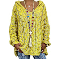 Miniatyrbillede 1 af 3: Dame Langærmet Strikkede Sweatre Arbejde Hættetrøjer Vinter Varm Hættetrøje Sweater Yellow XXXL
