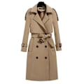 Miniatyrbillede 1 af 5: Klassisk trenchcoat til damer, mellemlang, moderigtig og vindtæt frakke til hverdagsbrug om efteråret og foråret Khaki 4XL
