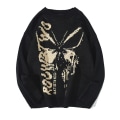 Miniatyrbillede 1 af 5: Dame Sweater Sommerfugl Jacquard Løs Casual Pullover Mode Varm Sweater Til Efterår Vinter Black L