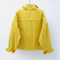 Miniatyrbilde 3 av 3: Dame Vår og Høst Jakker Varm Ensfarget Langermet Denimjakke Yttertøy Yellow XL