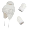 Miniatyrbillede 1 af 5: Børne Vinter Ørevarmer Hue Pompon Strikket Hat Tyk Handske Vante Varmer Sæt White