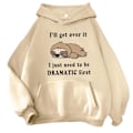 Miniatyrbillede 1 af 5: Modetrykt Pullover Hættetrøje Casual Tyk Plys Varmende Top Til Kvinder Mænd Unisex XL Khaki