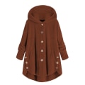 Miniatyrbilde 1 av 2: Mile Dame Oversized Sherpa Jakke Med Lommer Rutete Fleece Hettegenser Vinter Yttertøy Brown 4XL