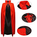 Miniatyrbillede 5 af 5: Halloween Vampyrkappe - Lang Halloween Vampyrkappe Vendbar Sort Og Rød Kappe Med Hætte Fancy Dress Kostume Til Halloween 140cm