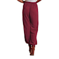 Miniatyrbillede 3 af 4: Dame Ensfarvede Joggingbukser med Elastisk Talje, Snøre og Snørebånd, Lange Afslappede Bukser Wine Red XL