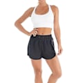 Miniatyrbilde 2 av 4: Elastiske lagdelte yogashorts for kvinner, sommer, avslappet, løse, ensfargede sportsshorts Black XL